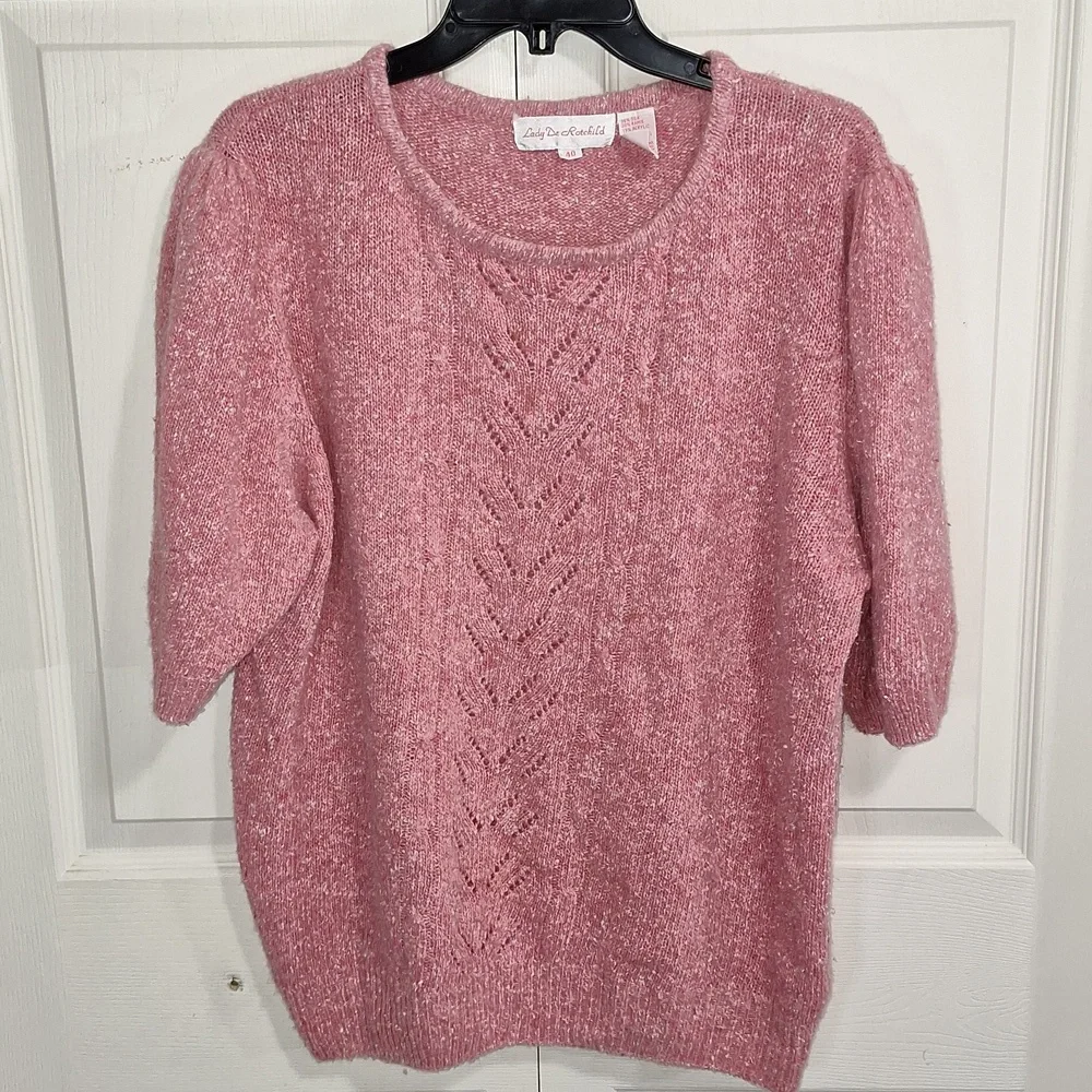 Vintage Lady De Rotchild silk/angora blend - 40 / L - heathered pink